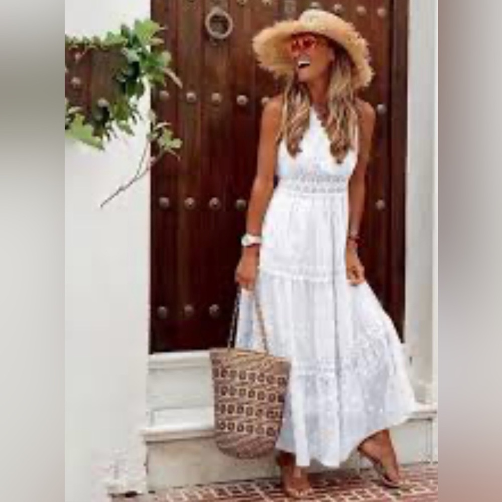 JOIE 100% Cotton Sleeveless Tiered Embroidered Long Length Midi Dress - S/M - Picture 2 of 14